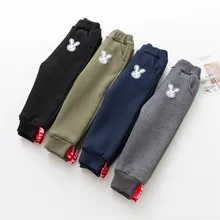 Funfeliz Boys Pants Warm 2018 Autumn Winter Girls Trousers Thick Fleece Pants for Boys Kids Velvet Pants Children Clothes 2-10Y autumn winter kids boys clothing set hooded letter printed thick fleece red black hoodies and pants children christmas clothes