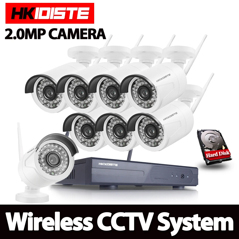Full HD 8ch 1080 P Беспроводной NVR CCTV Системы 2mp 1080 P Wi-Fi IP Камера Водонепроницаемый день/ночь безопасности камера Товары теле- и видеонаблюдения