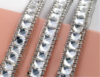 

1 Yard 8mm Crystals with Clear Rhinestones Lace Ribbon Tirm For Wedding Cake Banding Sewing DIY Cellphone Case