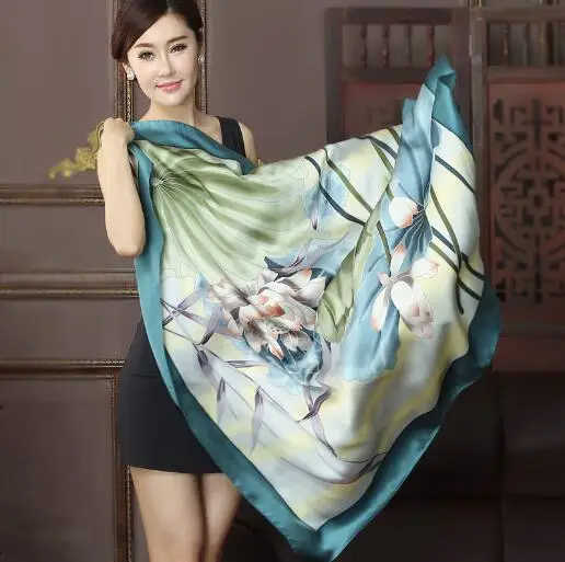 

Best Gift For Lover 16 Mommie Thick 100% Silk Scarf Fashion bandana Luxury Woman Brand Scarve Women Shawl High Quality hijab