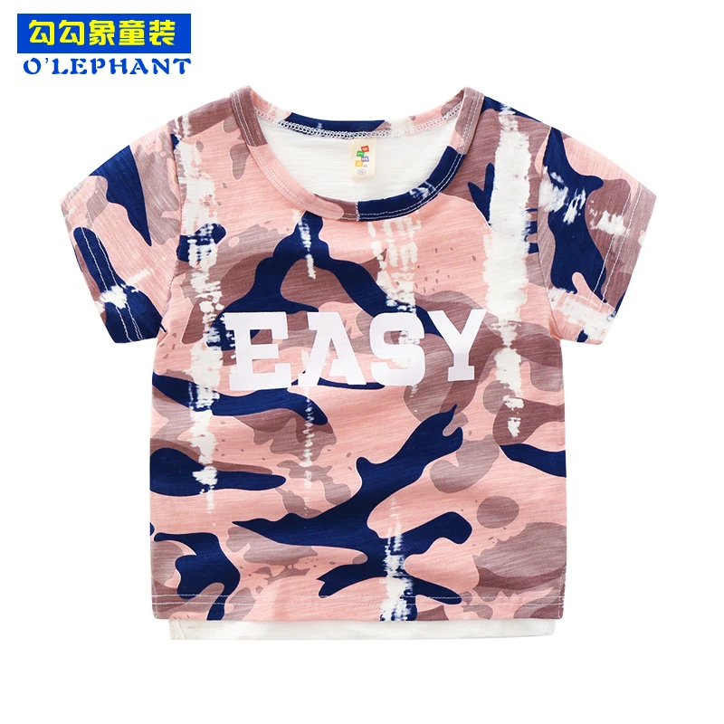 

Cotton Camouflage letter easy Print boys tshirts Baby Kids 2019 Summer Fashion Retro Top tees 3 years old Children's clothing