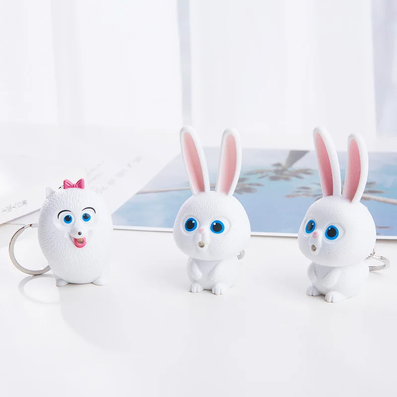 

Cartoon Rabbit And Dog Emit Sound And Light Key Chain Car Pendant Creative Gifts