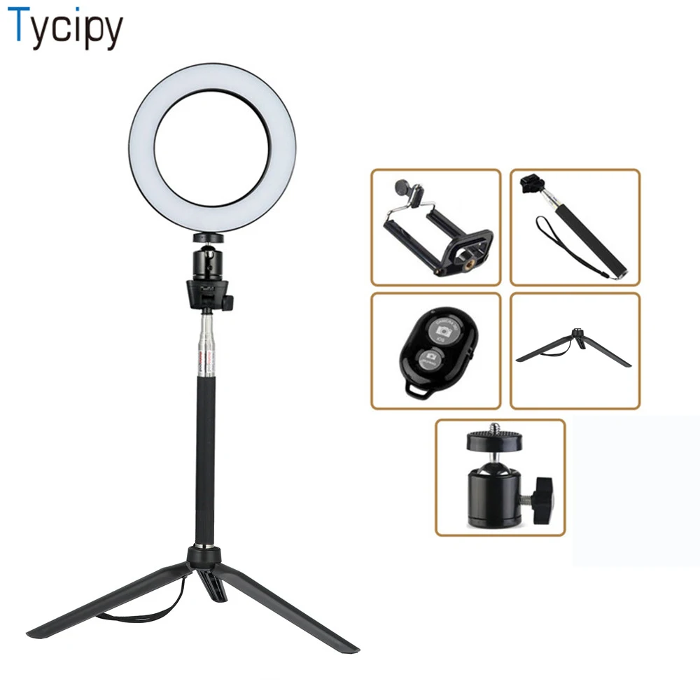 

Tycipy Phone Selfie Ring Light 26CM 24W Dimmable LED Photography Lighting With 1.1M Tripod Stand & Phone Holder For Video Makeup