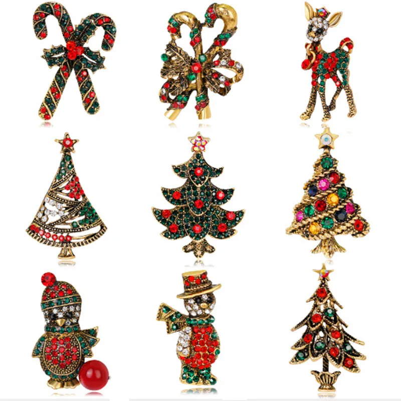 

dropshipping Stylish Brooches Christmas Jewelry Xmas Tree Deer Snowman Brooch Party Brooch Pin