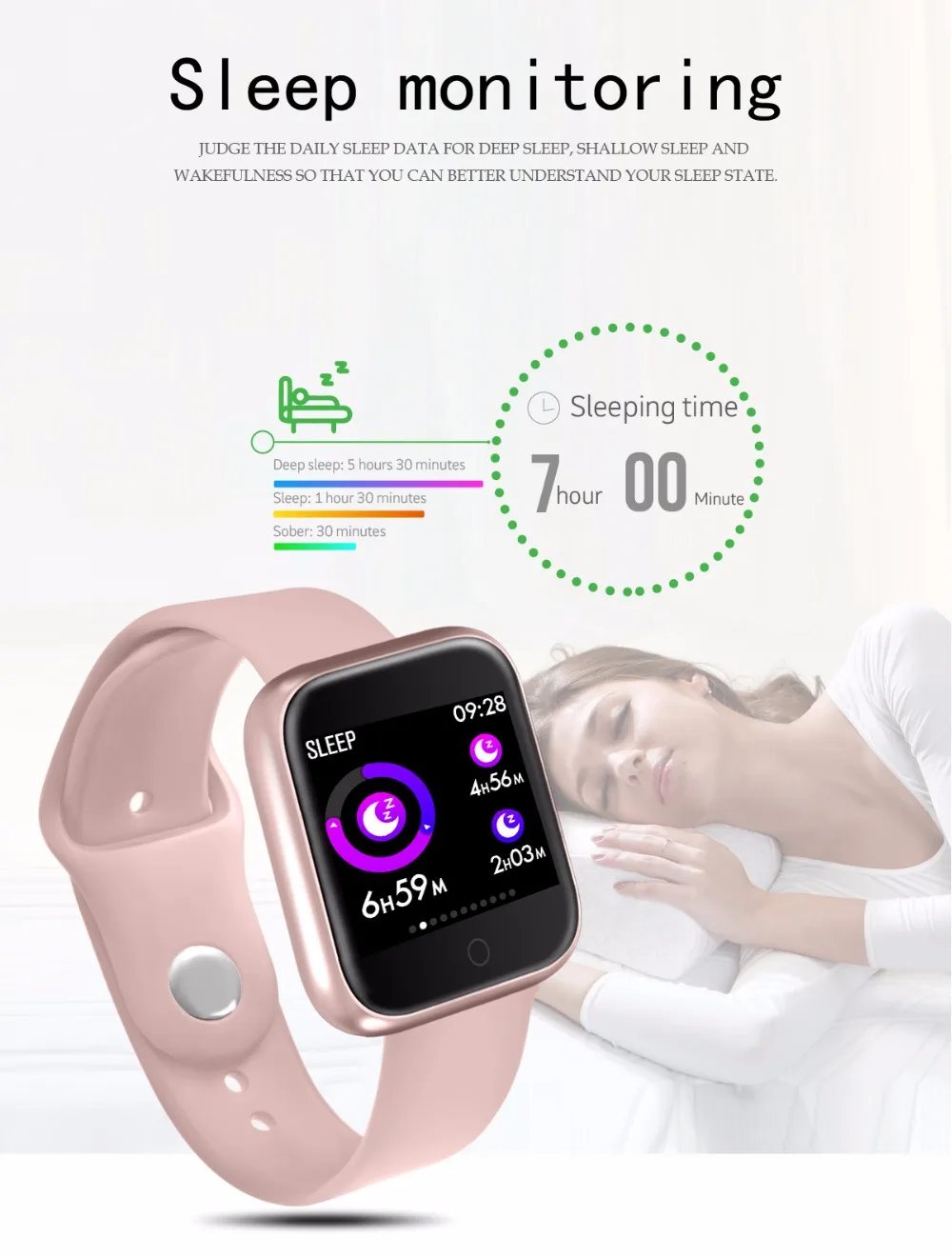 Hollvada для женщин Смарт часы браслет с приборы для измерения артериального давления сердечного ритма мониторы Шагомер фитнес трекер Smartwatch