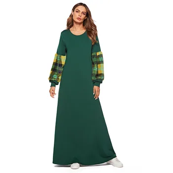 

187471 Muslim Skirt Wool Sleeve Knitte Coloured Long Dresses Turkey Dress Kuftan Arab Dress Evening Vestido Tradicional Musulman