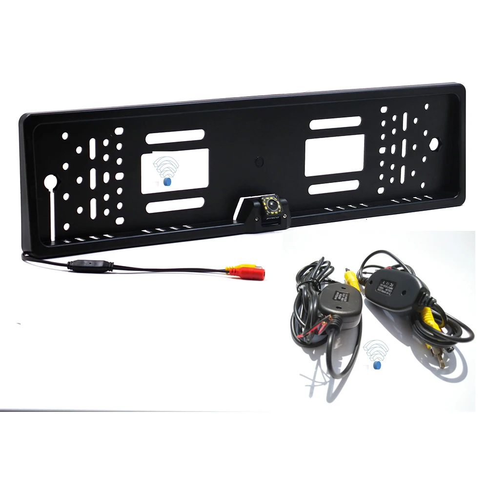 Koop Draadloze Europese Auto Nummerplaat Frame Auto Reverse Rear View Backup Camera 12 LED Universele CCD Nachtzicht
