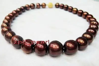 

FREE SHIPPING HOT sell new Style >>>>11-12mm real south sea chocolate pearl necklace 17