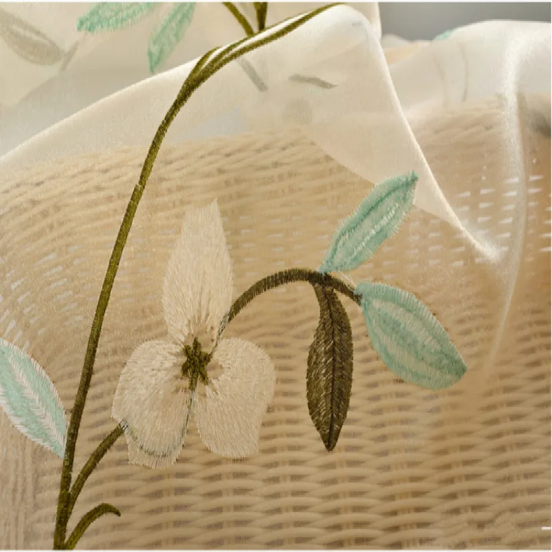 

luxury beautiful American rustic screens Stereo embroidery flower yarn balcony curtain,Floral Plant Leaves Tulle curtains