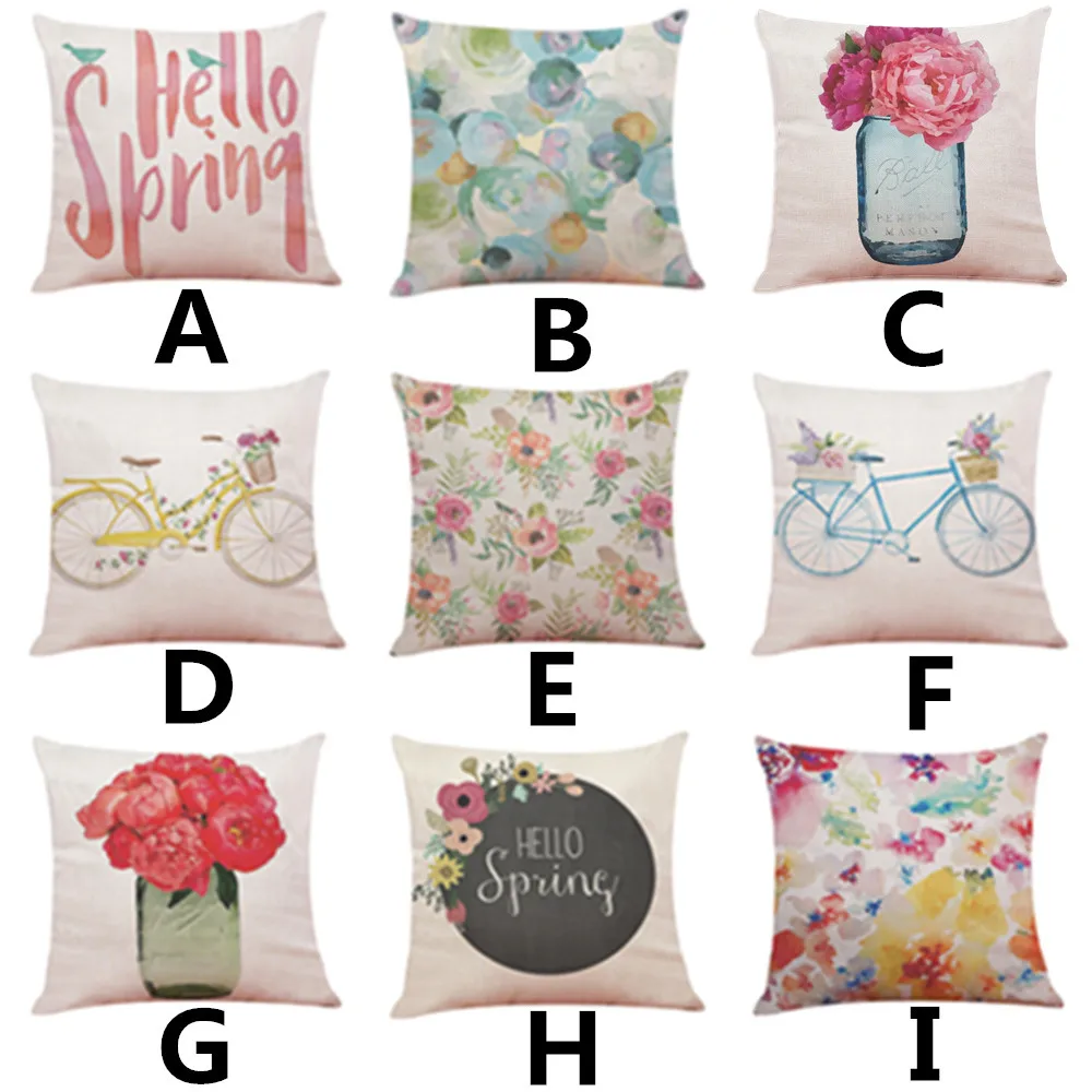 

Home Decor Cushion Cover Hello Spring Throw Pillowcase Pillow Covers Removable and Washable Decorative Pillowcases L52