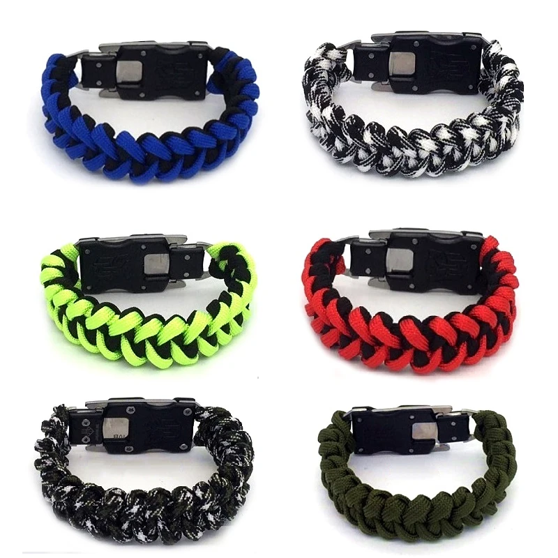 

Outdoor Survival Multi Functional Bracelet EDC Tactical 7 Core Parachute Survival Rope Bracelet With Packet-Knife Self Defense