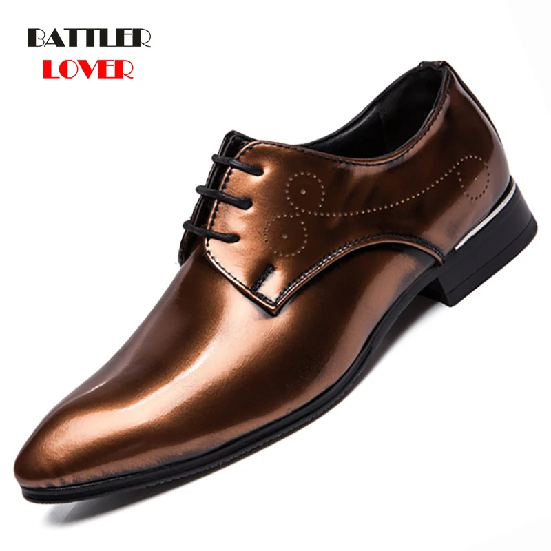 Luxury Man Dress shoes Classic Mens Patent Leather Wedding Shoes Oxford Formal Shoe Brand Casual  Men