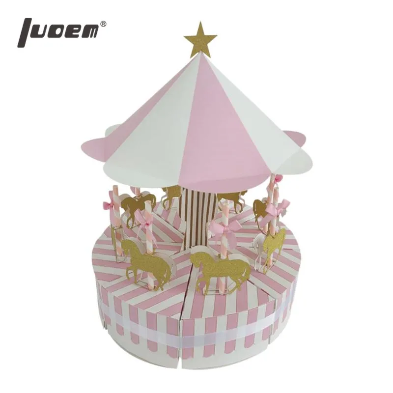

LUOEM Creative Carousel Paper Candy Box Wedding Vintage Candy Storage Boxes Chocolate Gift Treat Boxes Wedding Party Favor