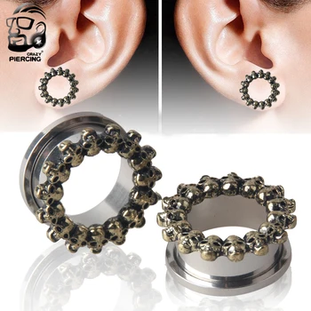 

Skeleton Screw 316L Surgical Steel Piercing Skull Ear Plugs Flesh Tunnels Expander Stretcher Body Jewelry 6mm - 20mm