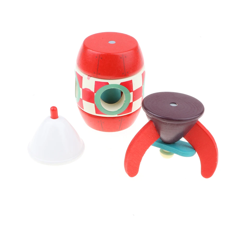 3Pcs DIY Wooden Toys Assembled Magnetic Aircraft Model for Kids Toddlers Educational Toy Gift, Plane, Rocket, Helicopter