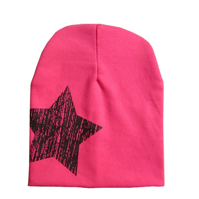 

Five-pointed star autumn baby cap knitted warm cotton beanie hat for toddler baby kids girl boy printed baby winter hats W1