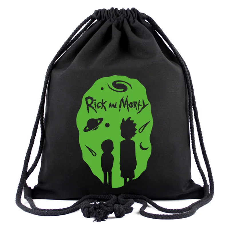

Rick and Morty Anime Cartoon Black Drawstring Bag High Capacity Cosmetic Bag for Men Women Travel Accessories Storage Backpack