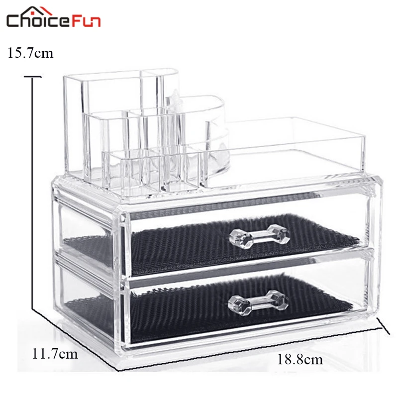 Выбор Забавный Штабелируемый настольный стол прозрачная пластиковая коробка для хранения макияжа Органайзер акриловый косметический Органайзер с ящиком