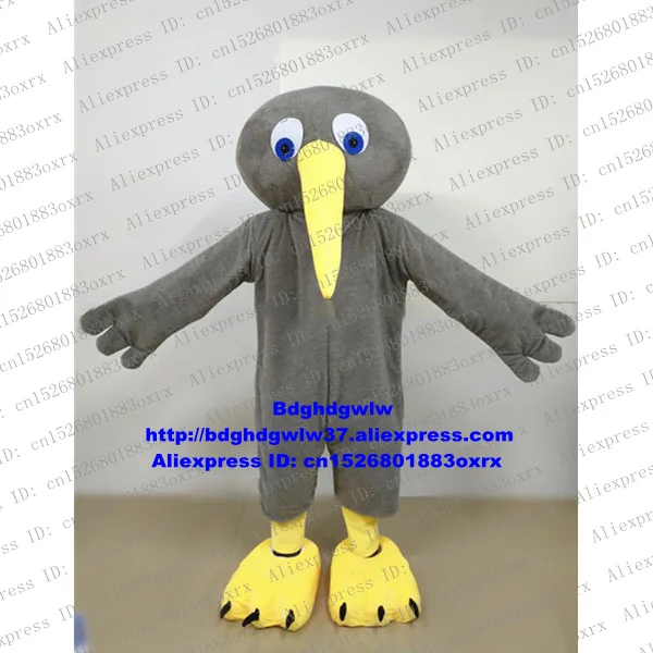 

Grey Kiwi Bird Mascot Costume Adult Cartoon Character Outfit Suit Large-sized Good-sized Corporate Image Film zx2124