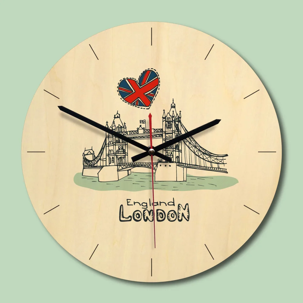 M.Sparkling wall clocks battery operated original wooden vintage creative European architectural living room decorative SE6