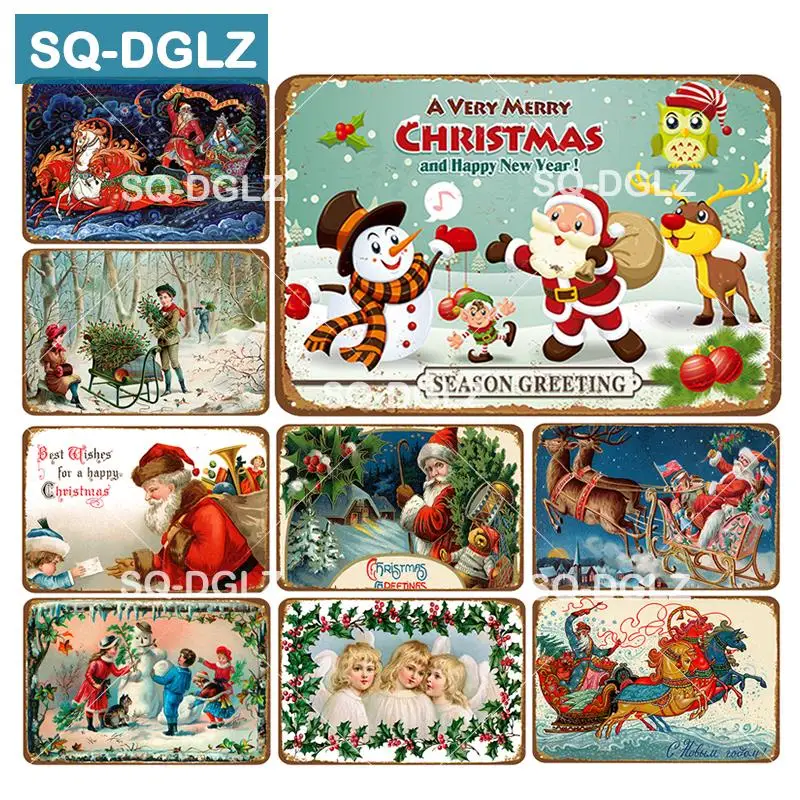 

[SQ-DGLZ] Santa Claus Metal Sign Bar Wall/Door Decor Christmas Tin Sign Home Decor Painting Plaques Christmas Gift