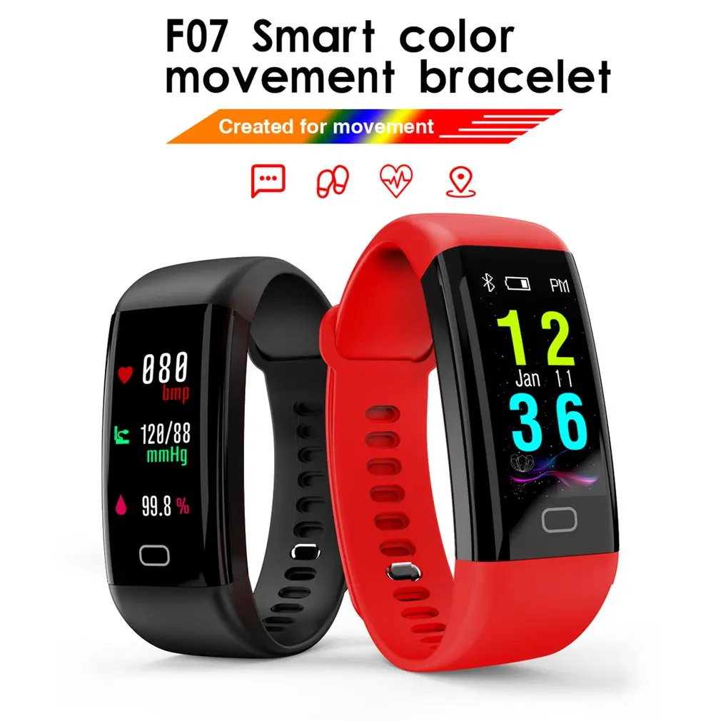 

F07 Smart Bracelet Support Heart Rate Monitor Blood Pressure Wristband Fitness Tracker Men women's Smartband Sport Watch