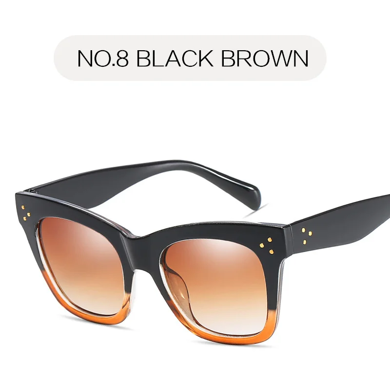 Imwete прямоугольные солнцезащитные очки для женщин и мужчин, винтажные брендовые дизайнерские солнцезащитные очки с большой оправой, женские солнцезащитные очки с заклепками, UV400 - Цвет линз: C8
