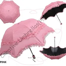 Двухслойные, UPF> 50+ арочные корейские зонтики, черное покрытие 2 раза, солнцезащитный, Бортовая шнуровка, Мешок зонтик, смесь УФ-защита