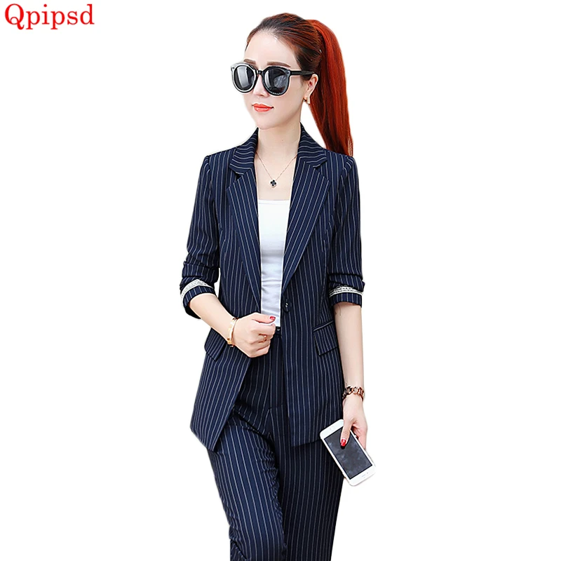 Costume Gray Pantalon Femmes royal Mince Blue Pour Printemps Automne Colour Dames Bande Coréen Blue caramel Petit Ensembles 2018 Pièce Costumes 2 D'affaires artqOzwr