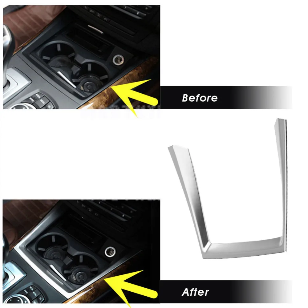 

Car Chromium Electroplating Water Cup Holder Cover Trim for BMW X5 E70 2008 2009 2010 2011 2012 2013 Car Accessories New