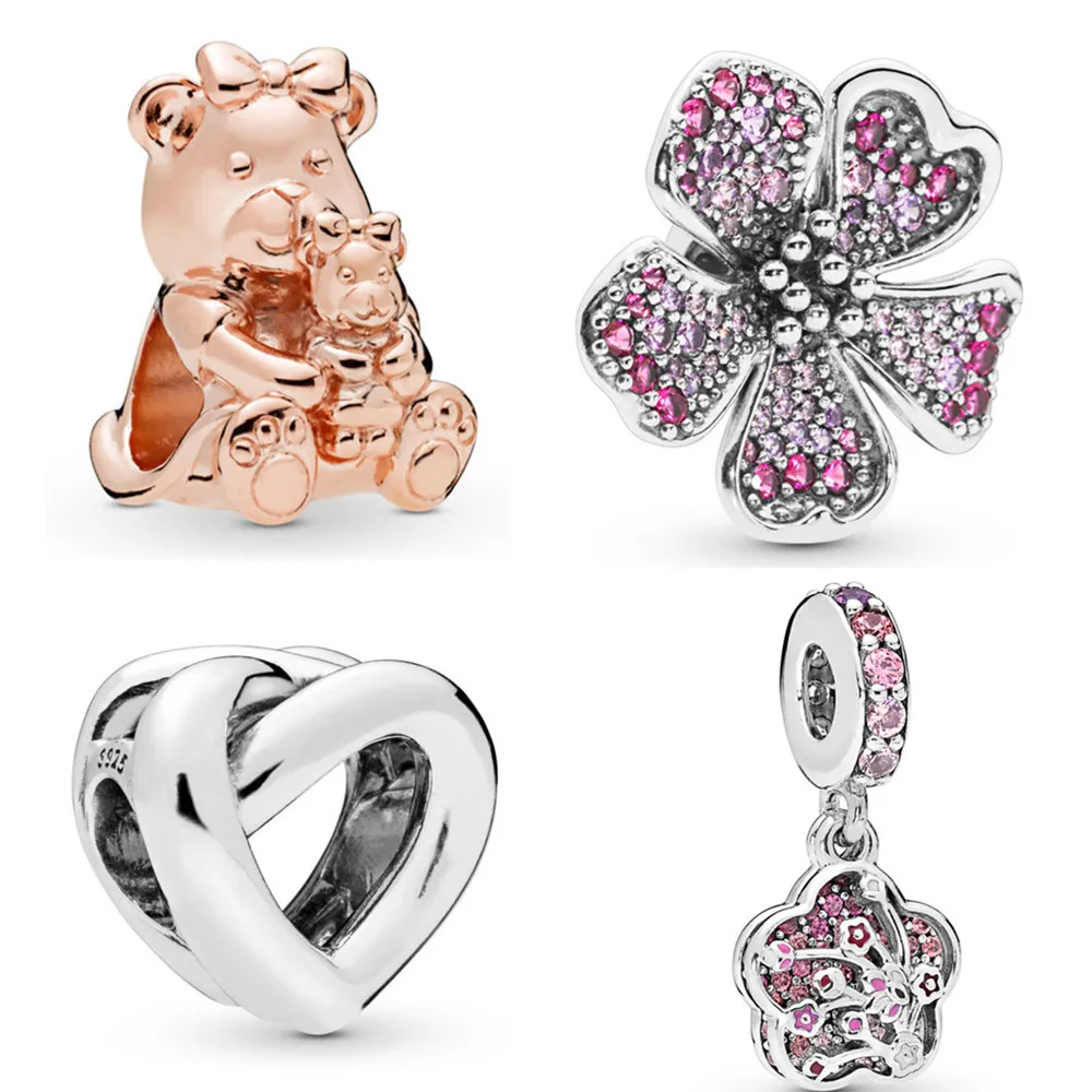 

Couqcy New Original Silver Plated Bead Alloy Dinosaur Fish Heart Pendant Charm Fit Pandora Bracelet Necklace DIY Women Jewelry