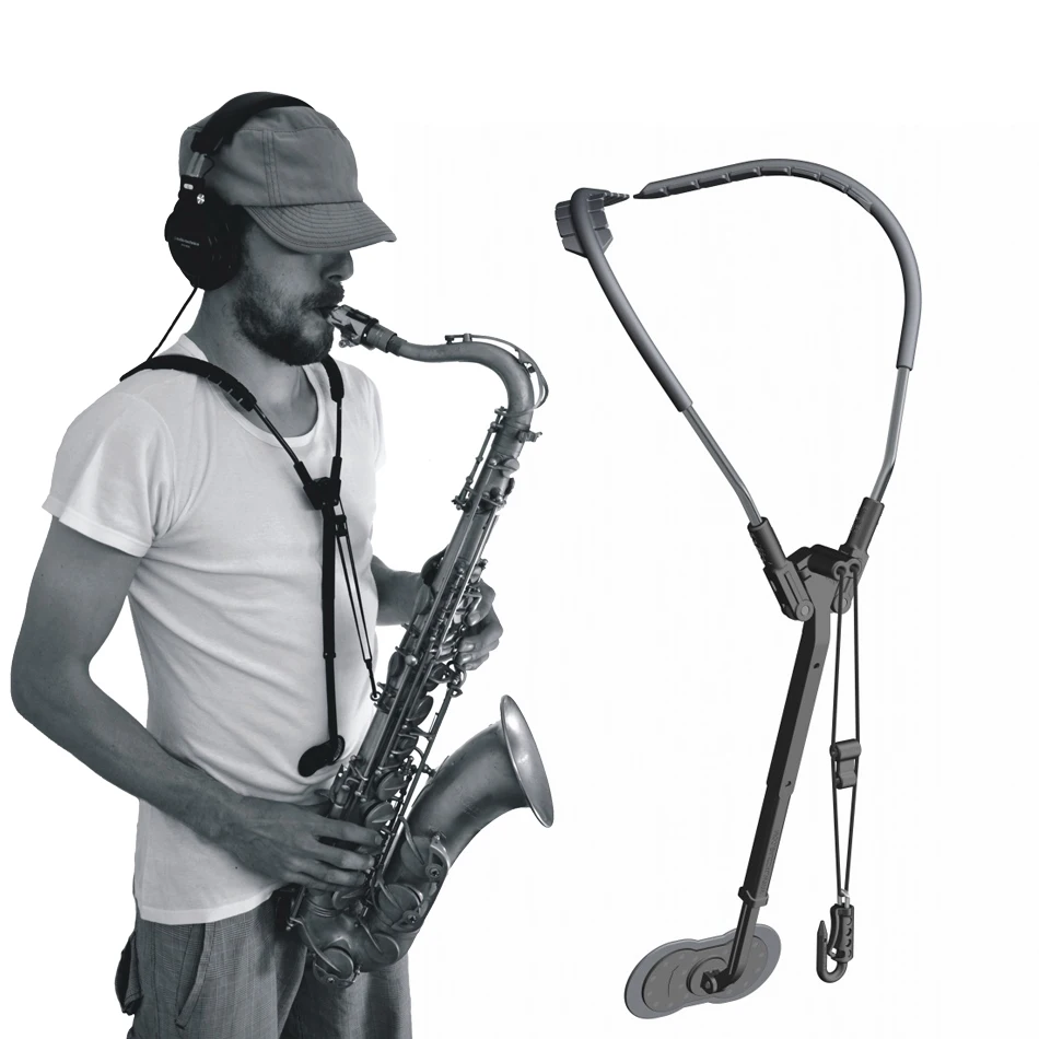 Diseño de Arnés Acolchado para accesorios de instrumentos musicales Correa Ajustable para Saxofón con gancho metálico Doble Hombro para Saxofón Alto Bajo Tenor-Durable y Cómodo 