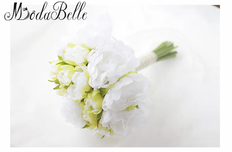 Modabelle деревенский стиль Свадебные букеты белый зеленый пион Свадебные цветы Свадебные букеты Buque De Noiva искусственный 2017