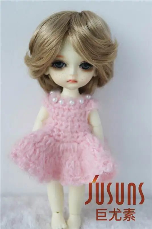 JD075 1/8 Модные Синтетические мохер BJD парики для кукол Размер 5-6 дюймов модные короткие кукольные волосы высокое качество Аксессуары для кукол - Цвет: Brown SM4B