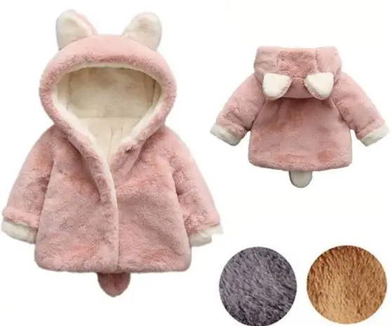 

Newborn Baby Girls Clothes Winter Jackets Warm Faux Fur Fleece Coat Children Jacket Rabbit Ear Hooded Outerwear Kids clothes