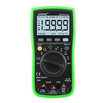 

1 Set AN870 Auto Range Digital Precision Multimeter True-RMS 19999 COUNTS NCV Ohmmeter AC/DC Voltage Ammeter Transistor Tester