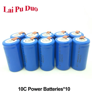 

SC2200mAh SubC 1.2V NI-CD Rechargeable Battery 15A Discharging Power Tool Battery For Dewalt With Tab 10 Pieces Included