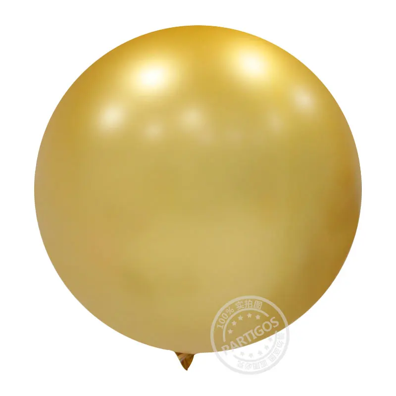 10 шт. 36 дюймов большой шар 90 см Джамбо белые круглые латексные шарики гигантские свадебные шары свадебный душ День рождения украшения - Цвет: Золотой