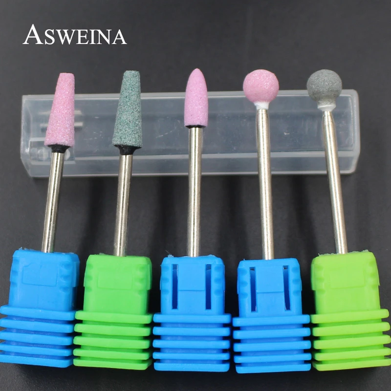 

ASWEINA 5pc Ceramic Stone Nail Drill Bit 3/32" Rotary Burr Cuticle Clean Milling Cutter Manicure Pedicure Tool Nail Accessories