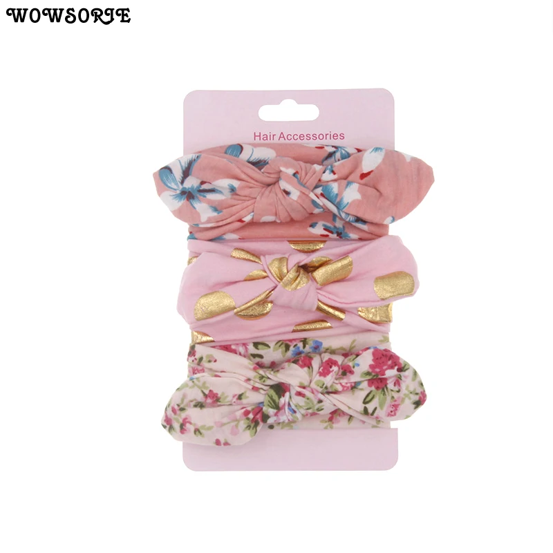 3pcs/Set Hot Sale Girl Elastic Hairband Children Hair Wear Kids Headwear Bow-Knot Headband Baby Accessories Wowsorie021 | Аксессуары для
