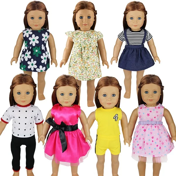 12 предметов/лот кукольные аксессуары = 6 х Одежда+ 6 х аксессуары обувь для 18 дюймов ребенок реборн американская кукла для девочки наше поколение одежды - Цвет: No Doll