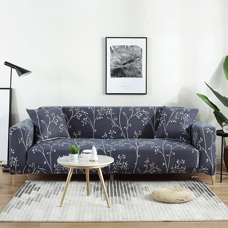 Современный простой анти скользкий чехол 1 шт. милое полиэстерное покрытие для дивана мебель протектор съемный цветочный принт эластичный диван крышка - Цвет: Gray Floral