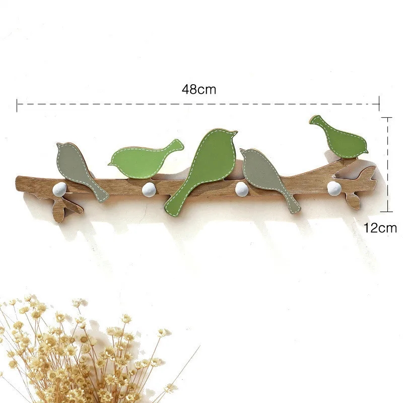Деревянная вешалка в стиле ретро, органайзер, сделай сам, зеленая птица, узор, крючки, дерево, для одежды, разные предметы, вешалки, крепления для комнаты, настенные украшения