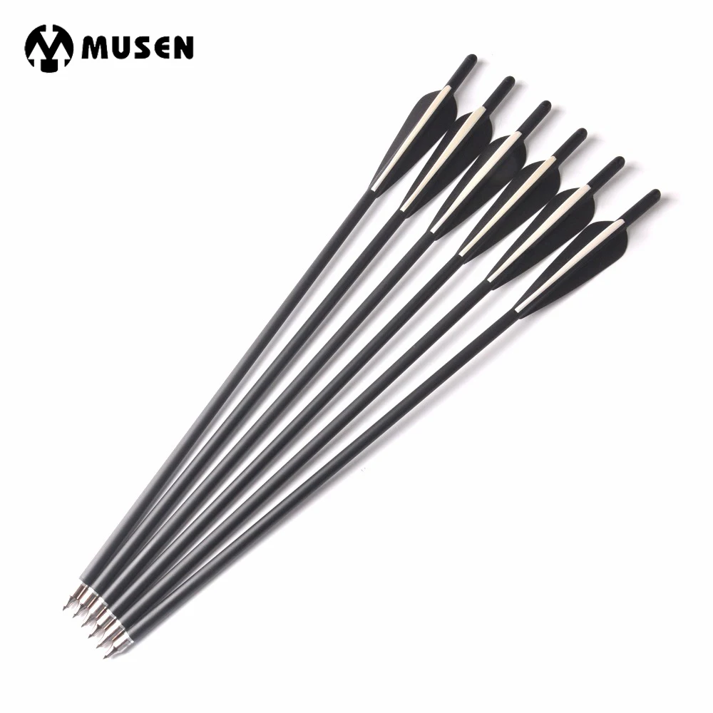 Billig 17 20 zoll 6 12 24Pcs Armbrust Carbon Pfeil Länge OD 8,8mm mit 2 Schwarz 1 Weiß feder für Bogenschießen Jagd Schießen