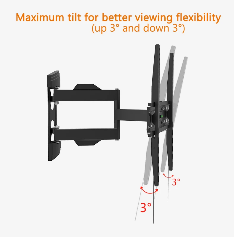 Настенный кронштейн для телевизора с полным движением, поворотное крепление для ТВ-рамки, подходит для большинства 26-55 дюймов, светодиодный ЖК-дисплей с плоским экраном до 88 фунтов VESA 400x400 мм