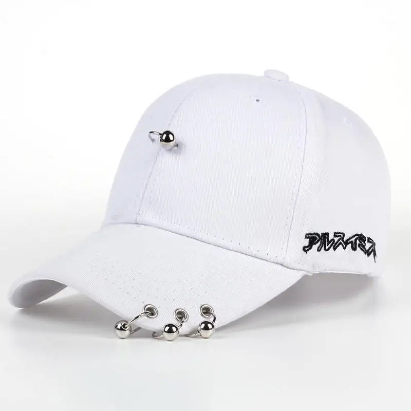 Мужские Snapback однотонные шляпы железное украшение "Кольцо" хлопковые шляпы для женщин Kpop простые бейсболки новая мода унисекс