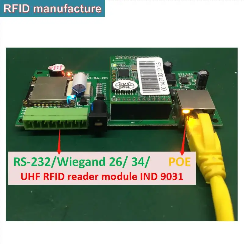 

Small uhf rfid module EPC Class 1 Gen2 embedded system POE TCP/IP uhf rfid reader 865-868mhz for rfid attendance system asset