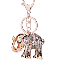 Novelty Trinket Rhinestone Animal Fantastic Beasts Elephant Keyring Charms Crystal Bag Key Chain Ring Holder Jewelry Gift R130
