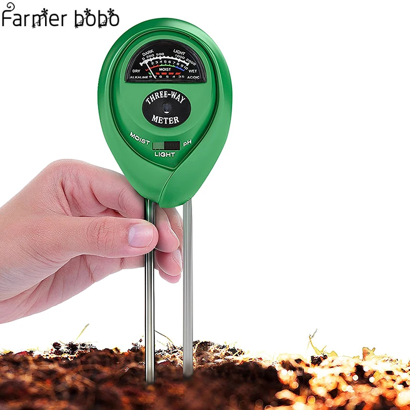 

3 In 1 soil detector accurate PH soil hygrometer / soil pH meter / light intensity meter garden PH value analysis equipment