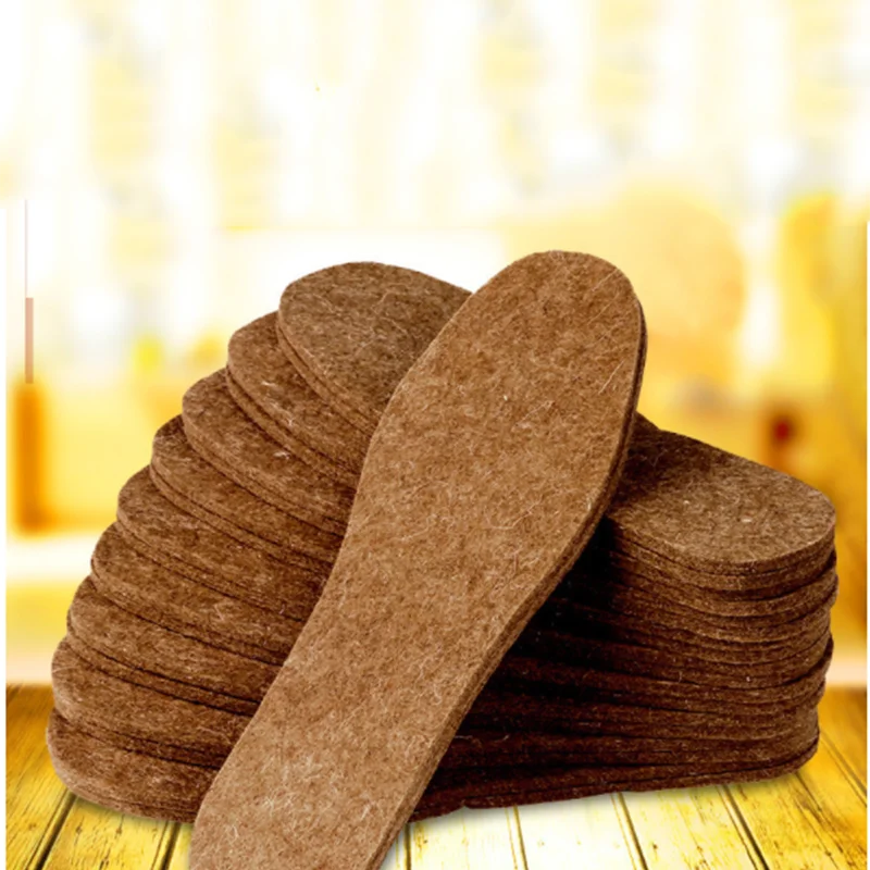 

Unisex Cotton Pads Wool felt 1 pair Winter thick soft warm plush breathable men and women Sweat-Absorbant insoles for shoes